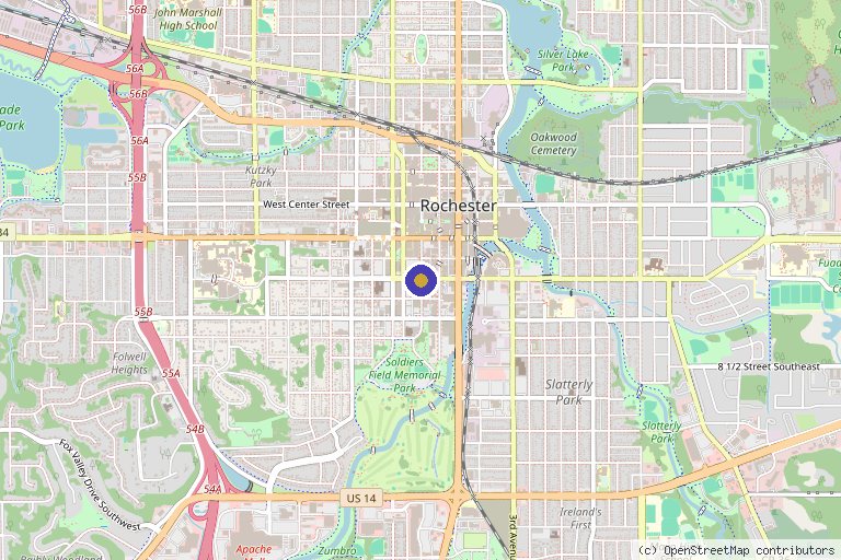 Map showing the location of Rion, Inc in Rochester, NY