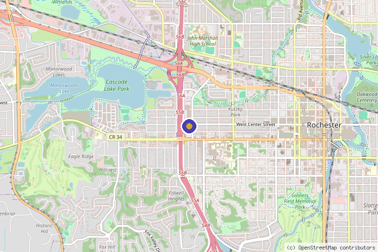Map showing the location of Essence Skin Clinic & Med Spa in Rochester, MN