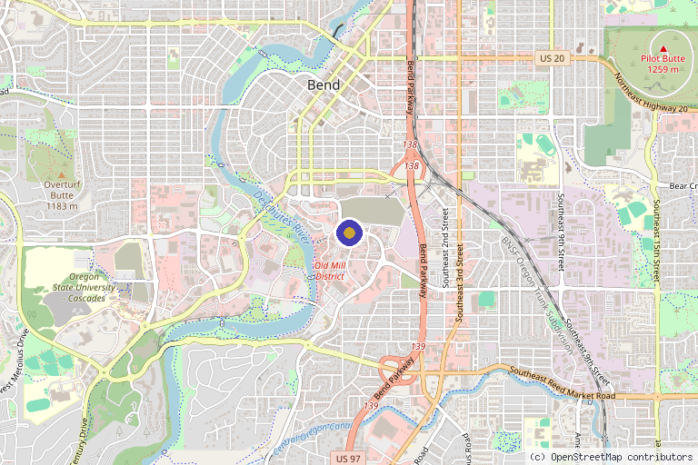 Map showing the location of Precision Skin and Hormone in Bend, OR