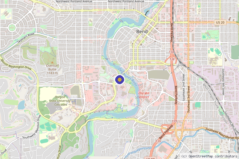 Map showing the location of The Lounge Aesthetics + Wellness in Bend, OR