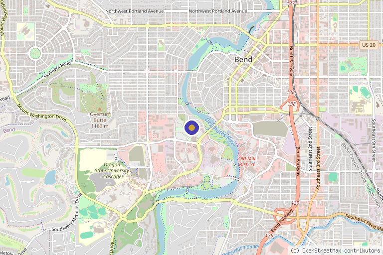 Map showing the location of EsthetixMD Spa & Laser Center in Bend, OR