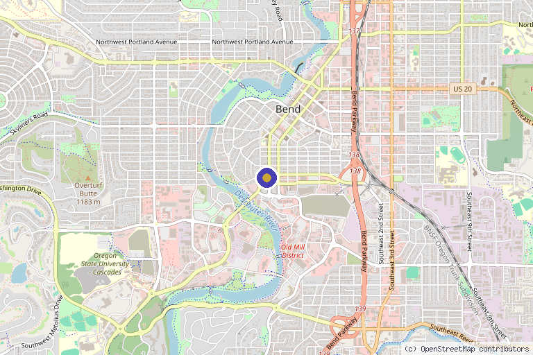 Map showing the location of Dr. B MedSpa in Bend, OR