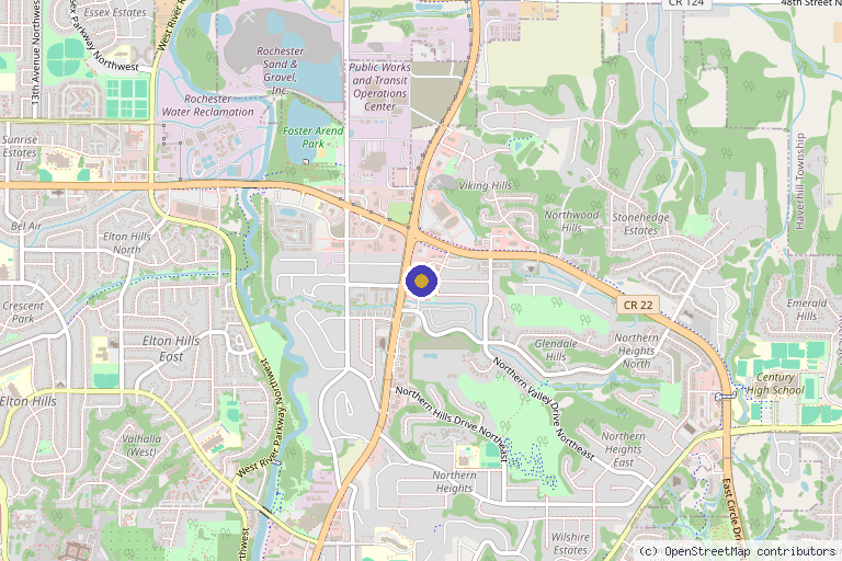 Map showing the location of rochester clinic in Rochester, MN