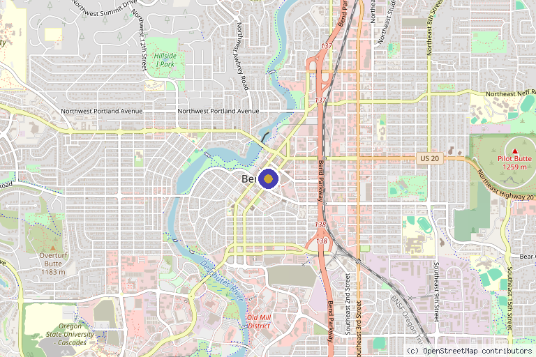 Map showing the location of Remède IV Therapy + Aesthetics - Bend in Bend, OR