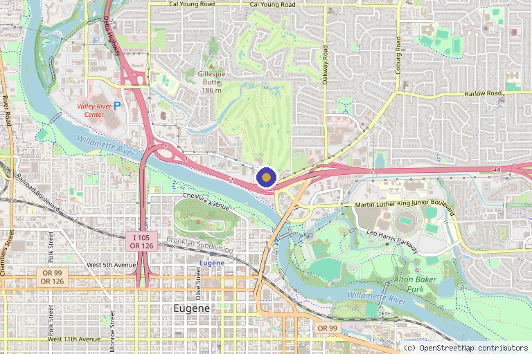 Map showing the location of Dr. Lee B. Daniel Aesthetic Plastic Surgery & Medspa in Eugene, OR