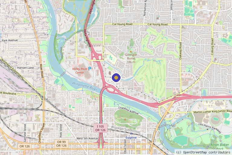 Map showing the location of QC Kinetix (Eugene) in Eugene, OR