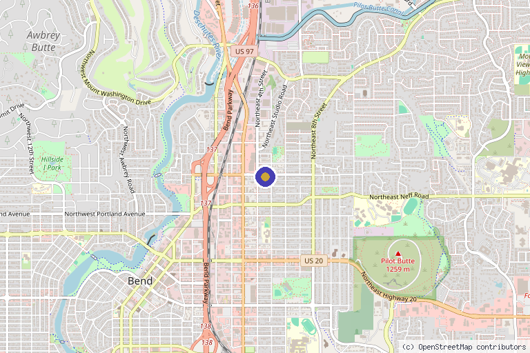 Map showing the location of Bend Natural Health: Dr. Christopher Neary, ND in Bend, OR