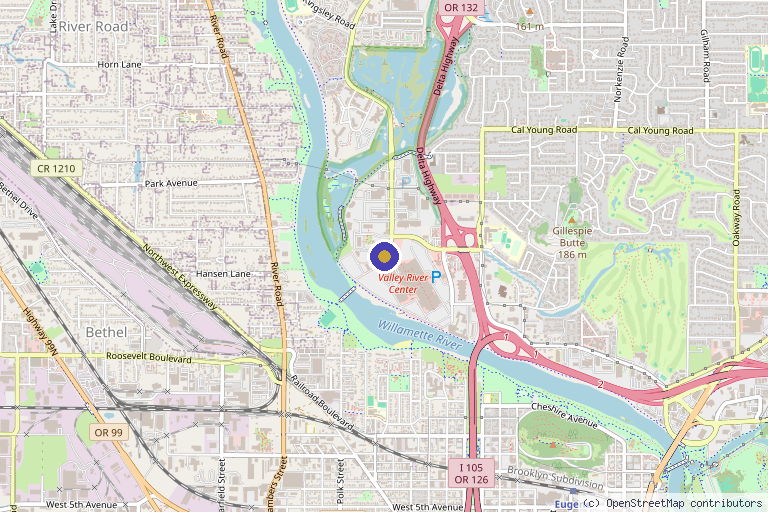 Map showing the location of Jewell Aesthetic Med Spa in Eugene, OR