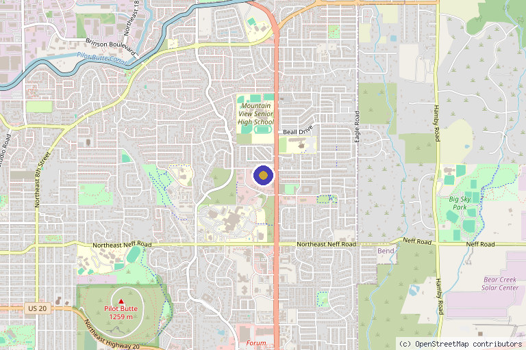 Map showing the location of Central Oregon Spine & Sports, LLC in Bend, OR