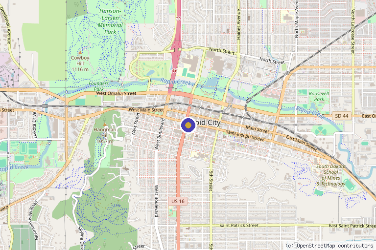 Map showing the location of Remedy 605 in Rapid City, SD