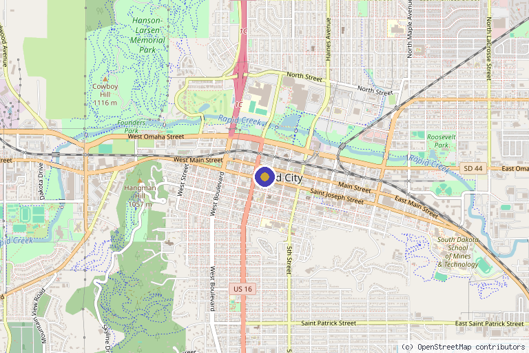 Map showing the location of Hydration Station IV Lounge in Rapid City, SD