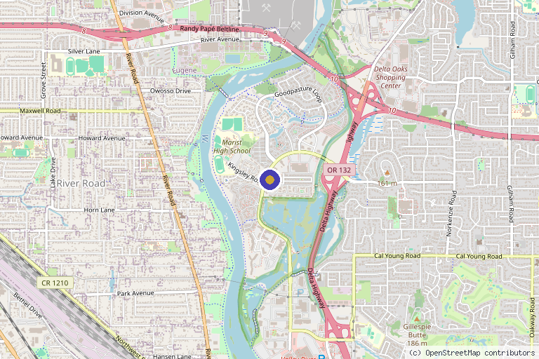 Map showing the location of Pain Specialists Of Oregon in Eugene, OR