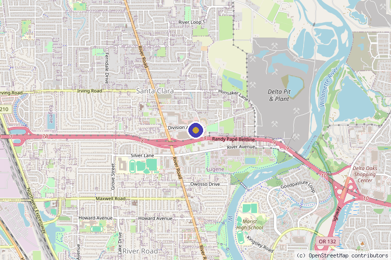 Map showing the location of Gregory A. Moore, MD in Eugene, OR