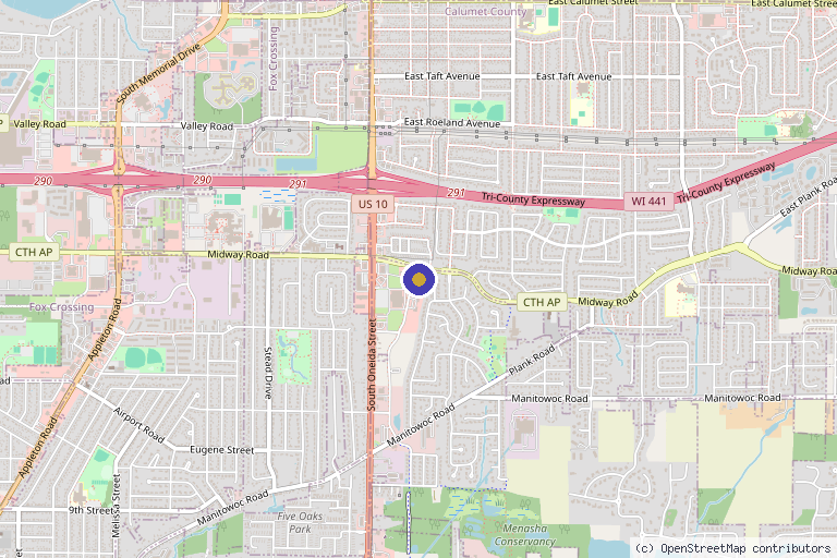 Map showing the location of Refine MD in Menasha, WI