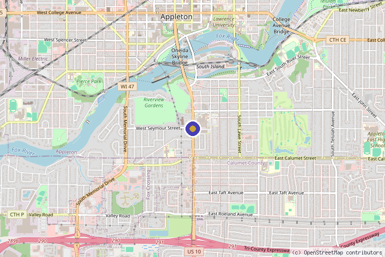 Map showing the location of QC Kinetix (Appleton) in Appleton, WI