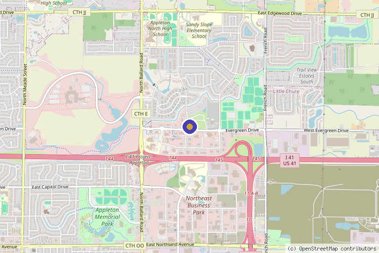Map showing the location of Wisconsin Institute of Plastic Surgery - Appleton in Appleton, WI