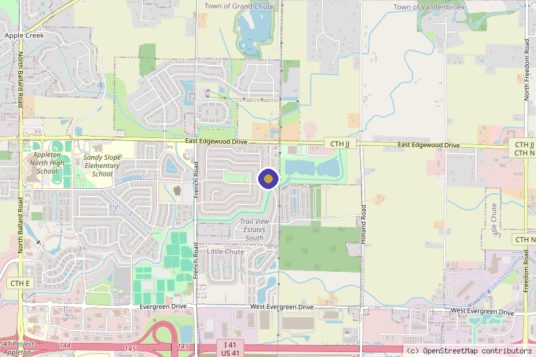 Map showing the location of Temple Ergonomics – Back Pain & Spine Care Specialists | Appleton in Appleton, WI