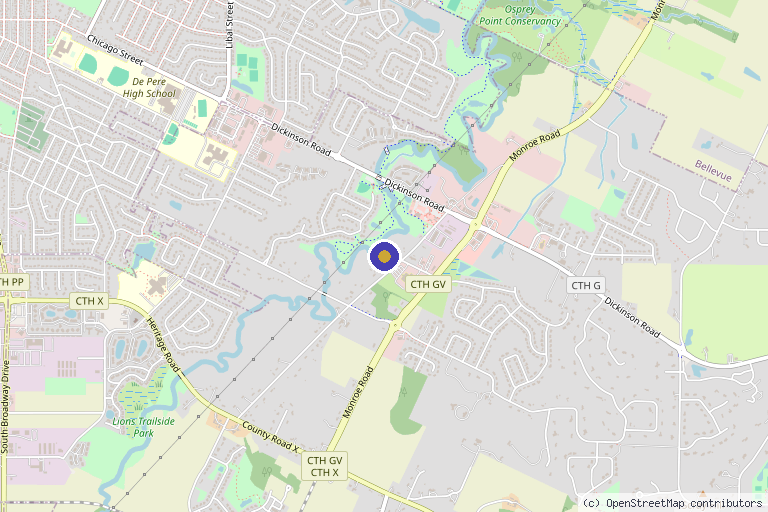 Map showing the location of Genesis By Janelle in De Pere, WI