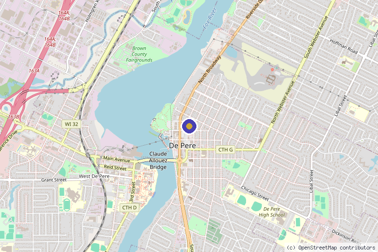 Map showing the location of Wagner Integrative Health in De Pere, WI