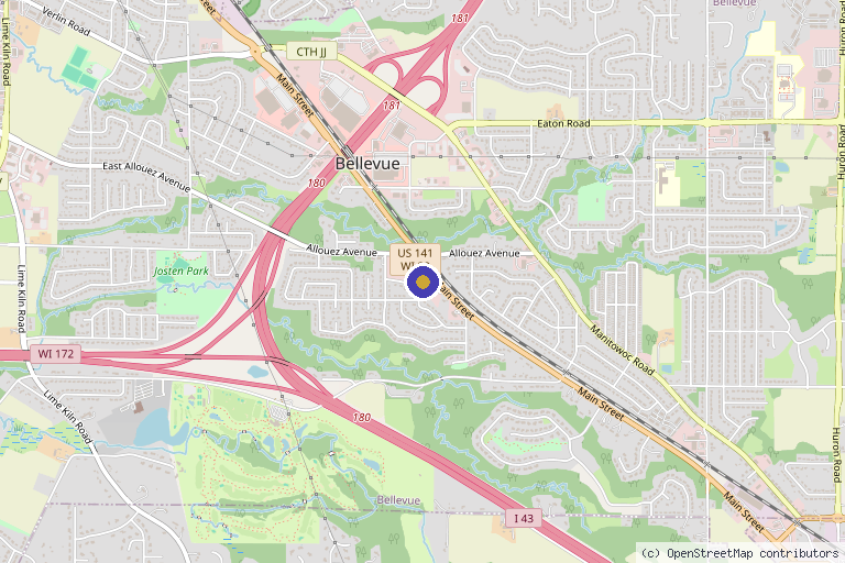 Map showing the location of Dorner Hydration Therapy in Green Bay, WI