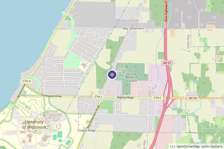 Map showing the location of The Lyday Center in Green Bay, WI
