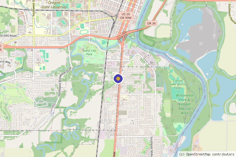 Map showing the location of Nagomi Healing Arts LLC in Corvallis, OR