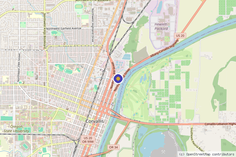 Map showing the location of Beaver Sports Medicine in Corvallis, OR