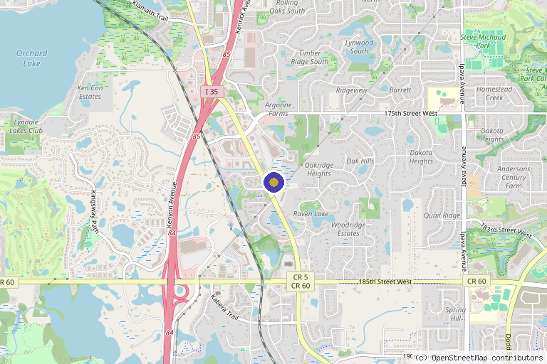 Map showing the location of Symmetry Medical Aesthetics in Lakeville, MN