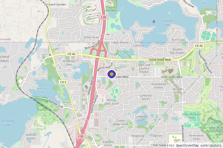 Map showing the location of Life Wellness Center of Lakeville (a Curis Functional Health Clinic) in Lakeville, MN