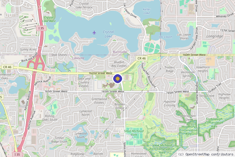 Map showing the location of Midwest Integrated Health Clinic in Lakeville, MN