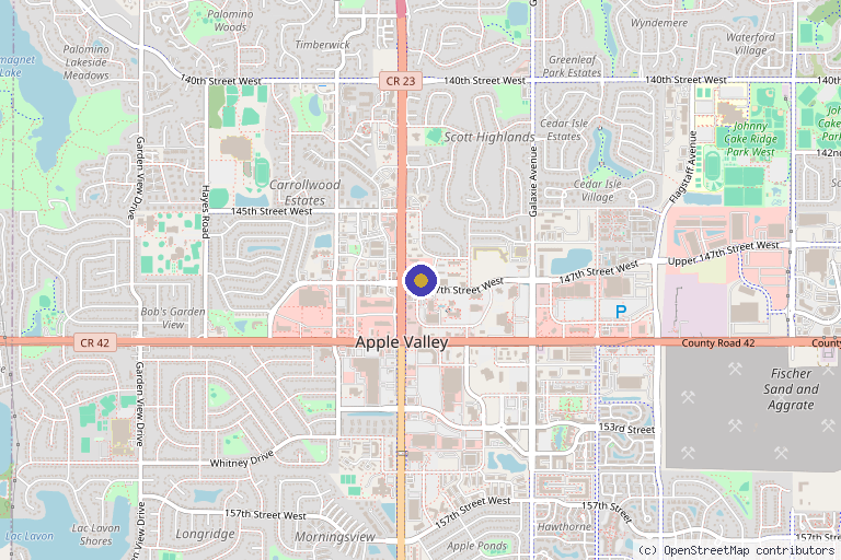 Map showing the location of Valley Skin & Medspa in Apple Valley, MN