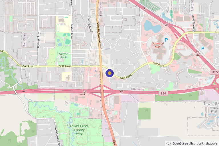 Map showing the location of Rescue Hydration in Eau Claire, WI