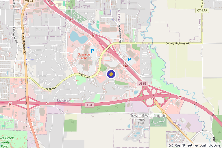 Map showing the location of Revive Skin Studio in Eau Claire, WI