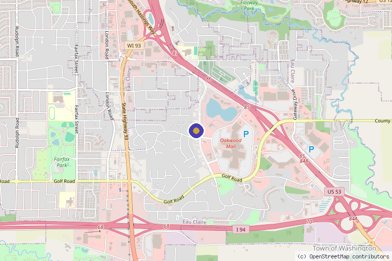 Map showing the location of The vIVid Lounge in Eau Claire, WI