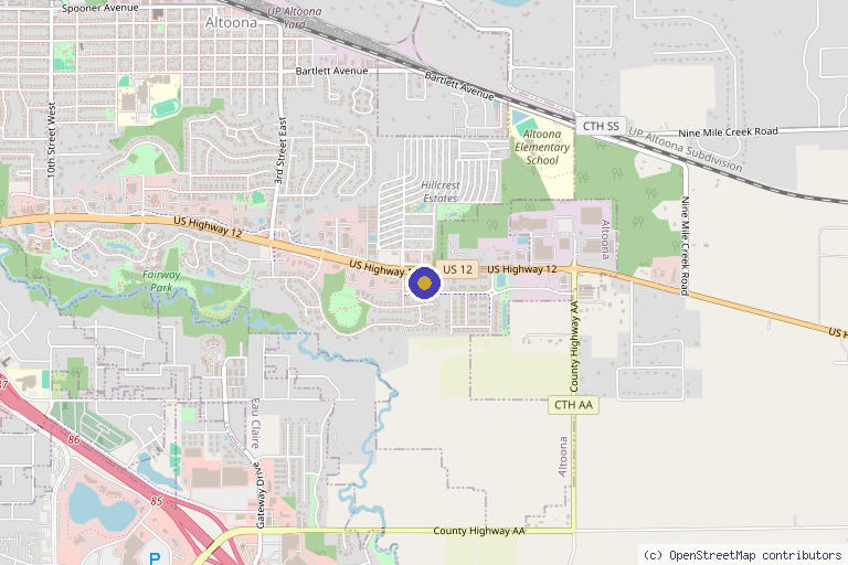 Map showing the location of Revitalizing Health & Hormones in Altoona, WI