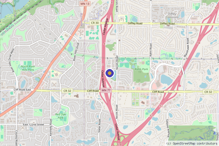 Map showing the location of Synapse Center for Health & Healing in Eagan, MN