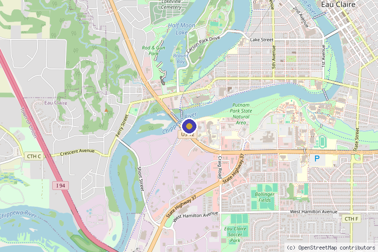 Map showing the location of TransPHORMation Rehabilitation in Eau Claire, WI