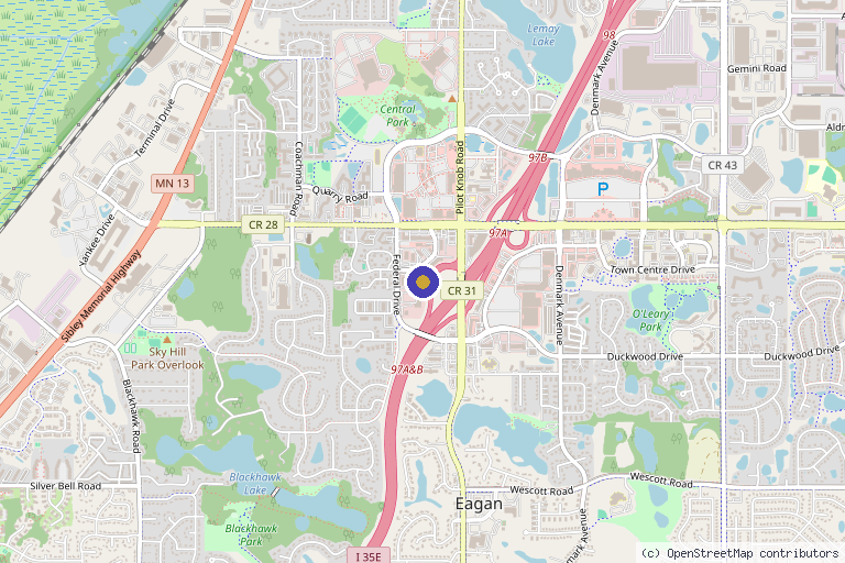Map showing the location of Hush Aesthetics in Eagan, MN