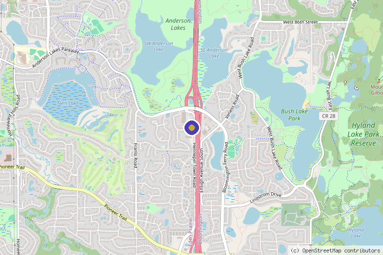 Map showing the location of Institute for Integrative Therapies - Ketamine Treatments in Eden Prairie, MN