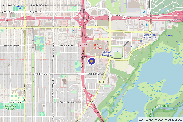 Map showing the location of Medspa Institute of America Esthetics Beauty School in Bloomington, MN