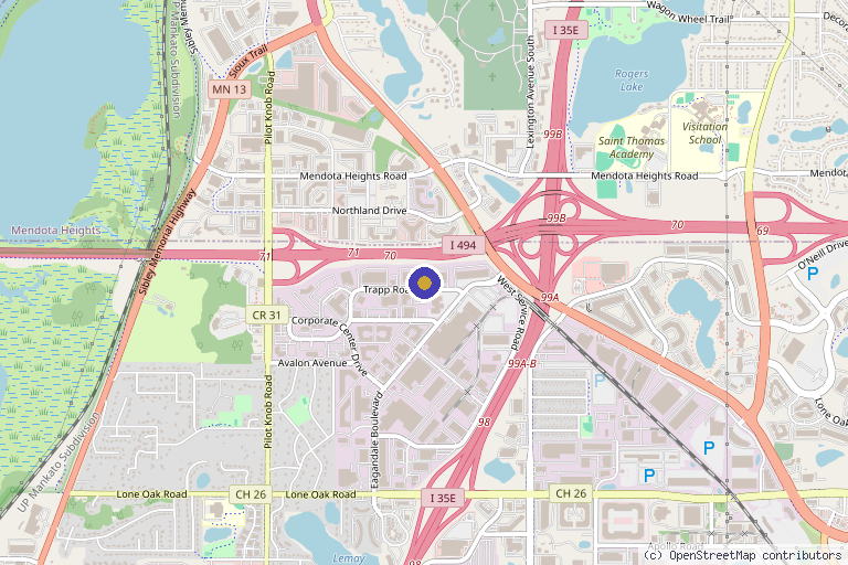 Map showing the location of First Touch Performance Rehab in Eagan, MN