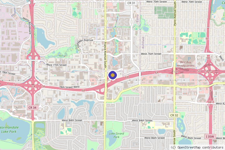 Map showing the location of Skin Rejuvenation Clinic PA in Edina, MN