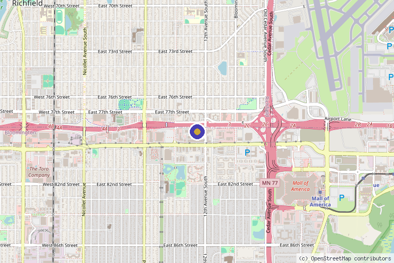 Map showing the location of ProSkin Esthetics & Laser - Bloomington in Bloomington, MN