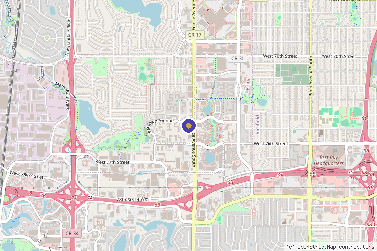 Map showing the location of HyperCharge Health & Aesthetics in Edina, MN