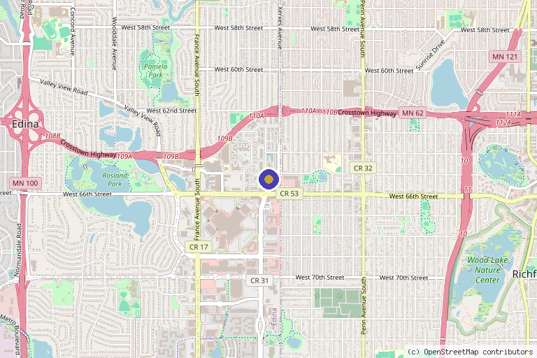 Map showing the location of Medical Specialists in Edina, MN