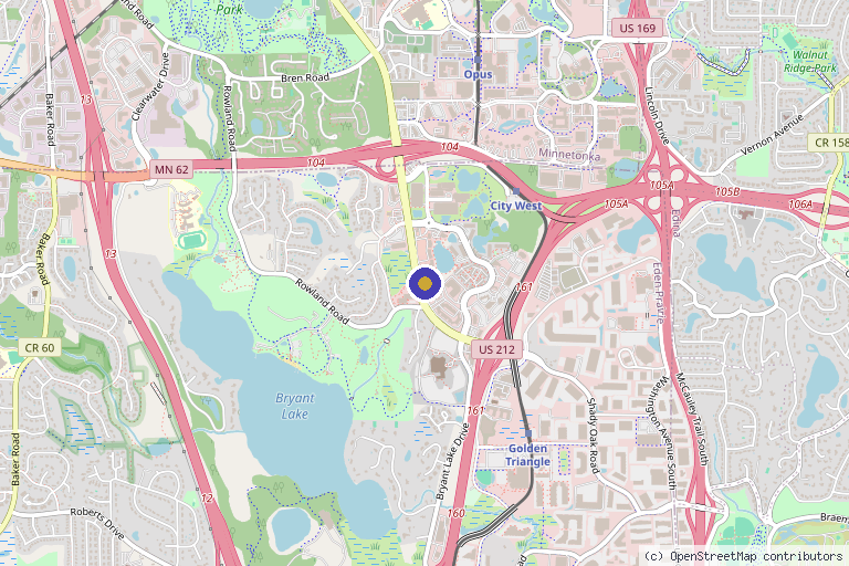 Map showing the location of Wellspring Health Center in Eden Prairie, MN