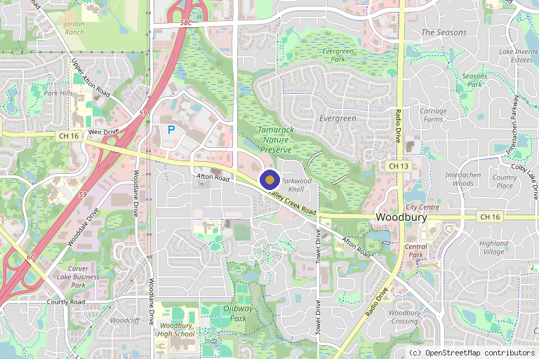 Map showing the location of Secoya Health in Woodbury, MN