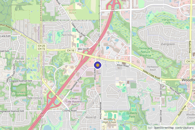 Map showing the location of Valley Medical and Wellness in Woodbury, MN