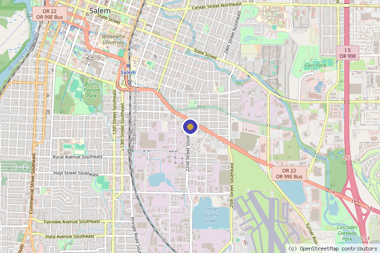 Map showing the location of Salem Pain & Spine Specialists in Salem, OR