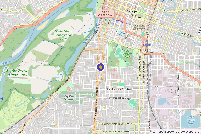 Map showing the location of Neaman Wellness Center in Salem, OR